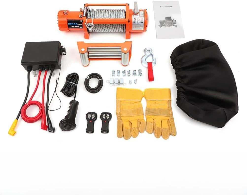 12V Electric Winch 13500lbs with steel rope for recovery