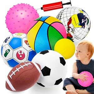 Toddler Sports Balls Set – 7pcs Indoor/Outdoor Toys for Boys & Girls (1-3 yrs) – Soccer, Basketball, Tennis, Rugby Balls with Bag