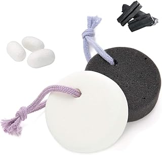 Pumice Stone for Feet, Body, Hands [Made in Japan] Silk or Charcoal Plus Hyaluronic Acid Essence Blended for Extra Fine Smooth Finish, Soft Foot Pumice Scrubber (2 pcs Set (Charcoal and Silk))