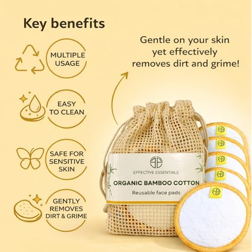 Image of Reusable Bamboo Cotton Pads for Makeup Removal & Face Cleansing | Ultra Soft, Washable up to 60 Times | Use with Toner, Micellar Water & Cleanser | Pack of 1