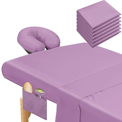Mixweer Juego de 9 sábanas de mesa de masaje, incluye sábanas de masaje, funda para cama de masaje, funda para reposo facial, funda para cama de