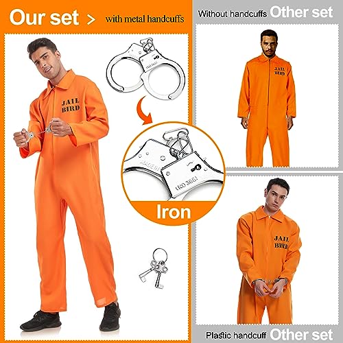Prison Costume Men Orange Prisoner Jumpsuit Halloween Costume
