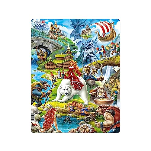 Larsen US23 Rahmenpuzzle für Kinder I Trolle & andere nordische Sagenwesen I Puzzle ab 3 Jahre I Schönes Kinderpuzzle mit 30 Teilen I Spielen & Lernen