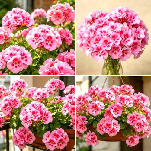 CarpetC 25+ Geranium Seeds for Planting Pink Red Pelargonium Zonal Heat & Drought Tolerant Annual Flowers Non-GMO Heirloom for Garden Beds Window Boxes Containers & Hanging Baskets