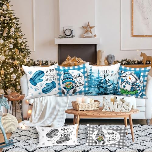 Lanpncute18x18christmasthrowpillowcoverssetof4gnomesnowmandecorativeholidaypillowcasecushioncover18x18forindoorhomebedroomsofacouchxmasdecorblue Urban Country Home Decor Lanpn cute 18×18 christmas throw pillow covers set of 4 gnome snowman decorative holiday pillow case cushion cover 18 x 18 for indoor home bedroom sofa couch xmas decor blue urban country home decor