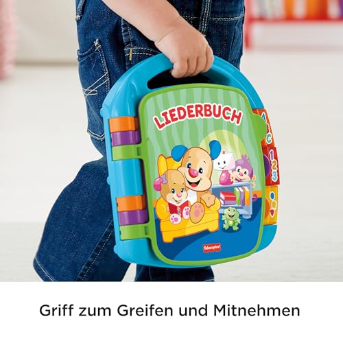 Fisher-Price Lernspaß, Liederbuch, Baby Musik Buch, Musikspielzeug für Babys, Elektronisches Kinderbuch, ab 6 Monate, Deutsche Version, CDH40