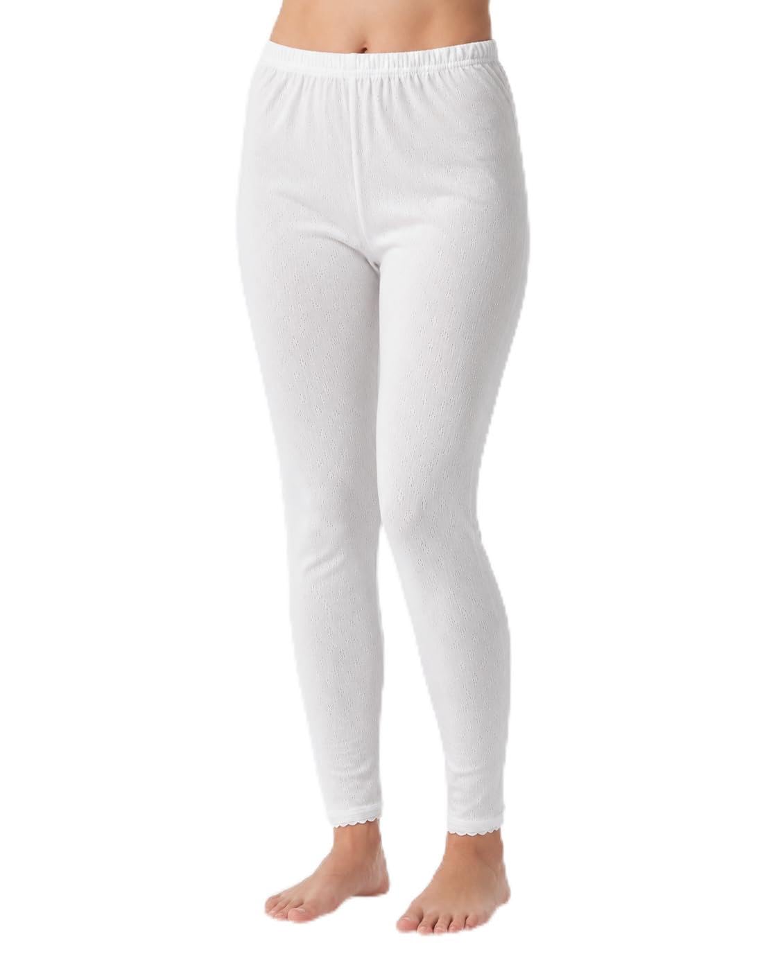 Truebuy Women's White Truebuy® Thermal Leggings Long Jane John Underwear Bottom Baselayer Pants Trousers Winter Warm