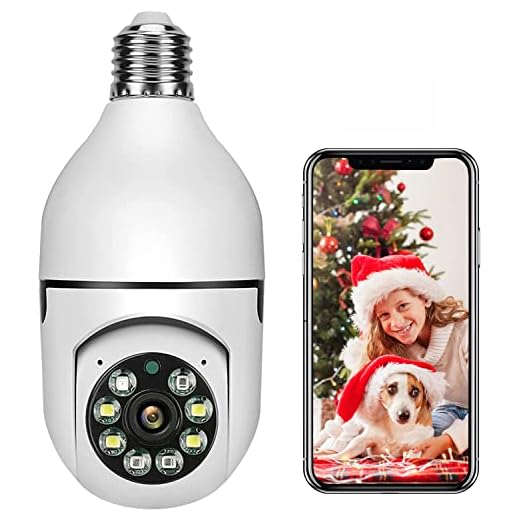 Lâmpada com câmera WiFi para ambientes externos, câmera de vigilância doméstica 1080p E27, panorâmica de 360 graus, sem fio, áudio bidirecional, visão noturna, detecção de movimento