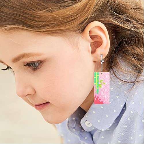KAERUN 12 Pairs Women's Tanjiro Earrings Anime Demon Slayer Earrings Cosplay Fashion Double-sided Acrylic Alloy Resin Earrings3