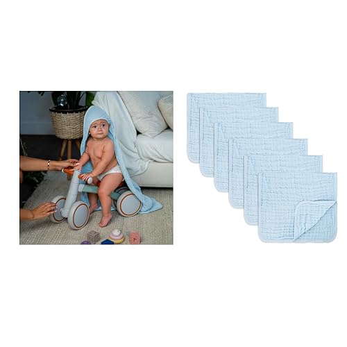 Comfy Cubs Paños de muselina para eructos, grandes, 100% algodón, para bebés, paquete de 6 y 9 capas de muselina de algodón con capucha, paquete de