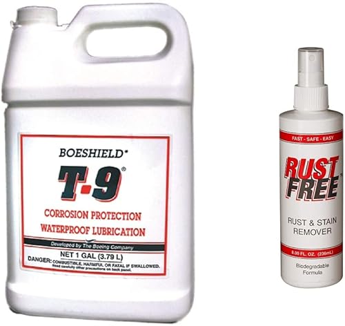 BOESHIELD Protección contra el óxido T-9 (1 galón) y removedor de óxido Boeshield RustFree (8 onzas)