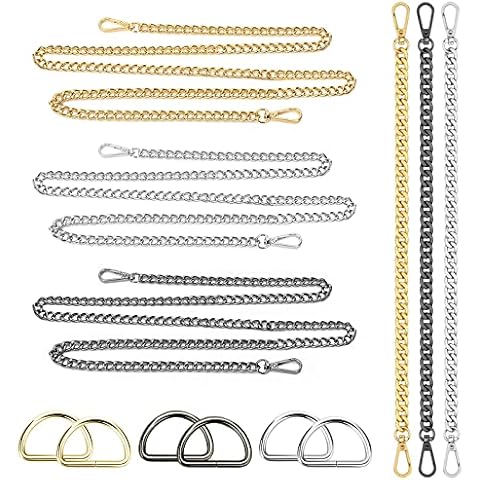 6pcs Replacement Chain Strap MONCAP DIY Handbag Chain with Buckles Metal Shoulder Crossbody Chain with 6pcs D Rings for Wallet Clutch Bag Cover