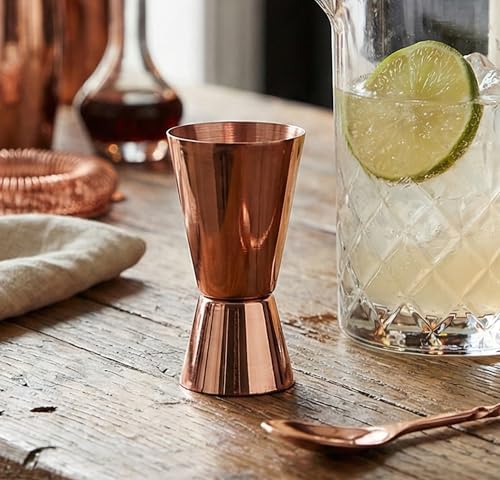 Image of eSplanade Brass Liquor Peg Measuring Glass Jigger Bar Tool - Double Sided - 30 and 60 ml (Copper)