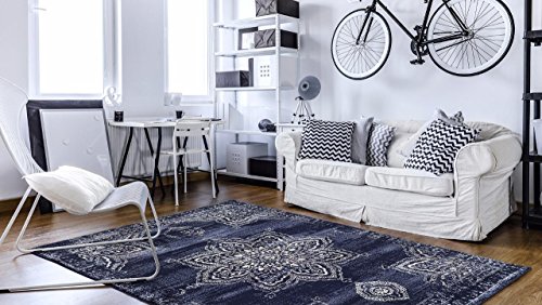 5934 Distressed Navy 8 X 10 Area Rug Carpet Large New #TOP1