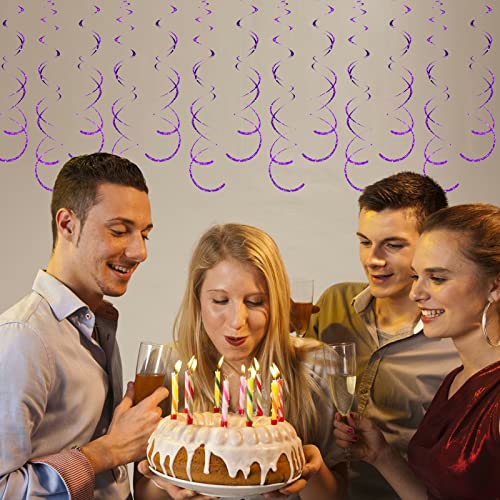Image of 30 Pieces Purple Hanging Swirls Whirls Party Decoration Streamers Photo Booth Background for Birthday Valentine Wedding Bridal Shower Bachelorette Anniversary Engagement Party Supplies