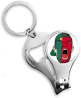 Chaveiro com bandeira de Portugal para maquiagem facial cabeça gritando chapéu de unha chaveiro abridor de garrafa cortador