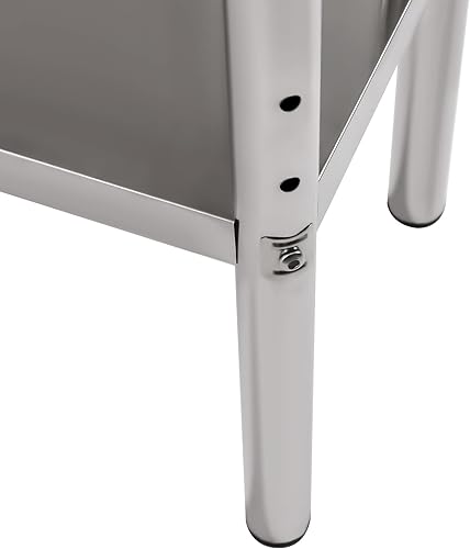 Miniatura 6 de Mesa de trabajo de acero inoxidable, mesa de preparación de cocina, estación de trabajo comercial ancha y doble, ajustable debajo del estante para