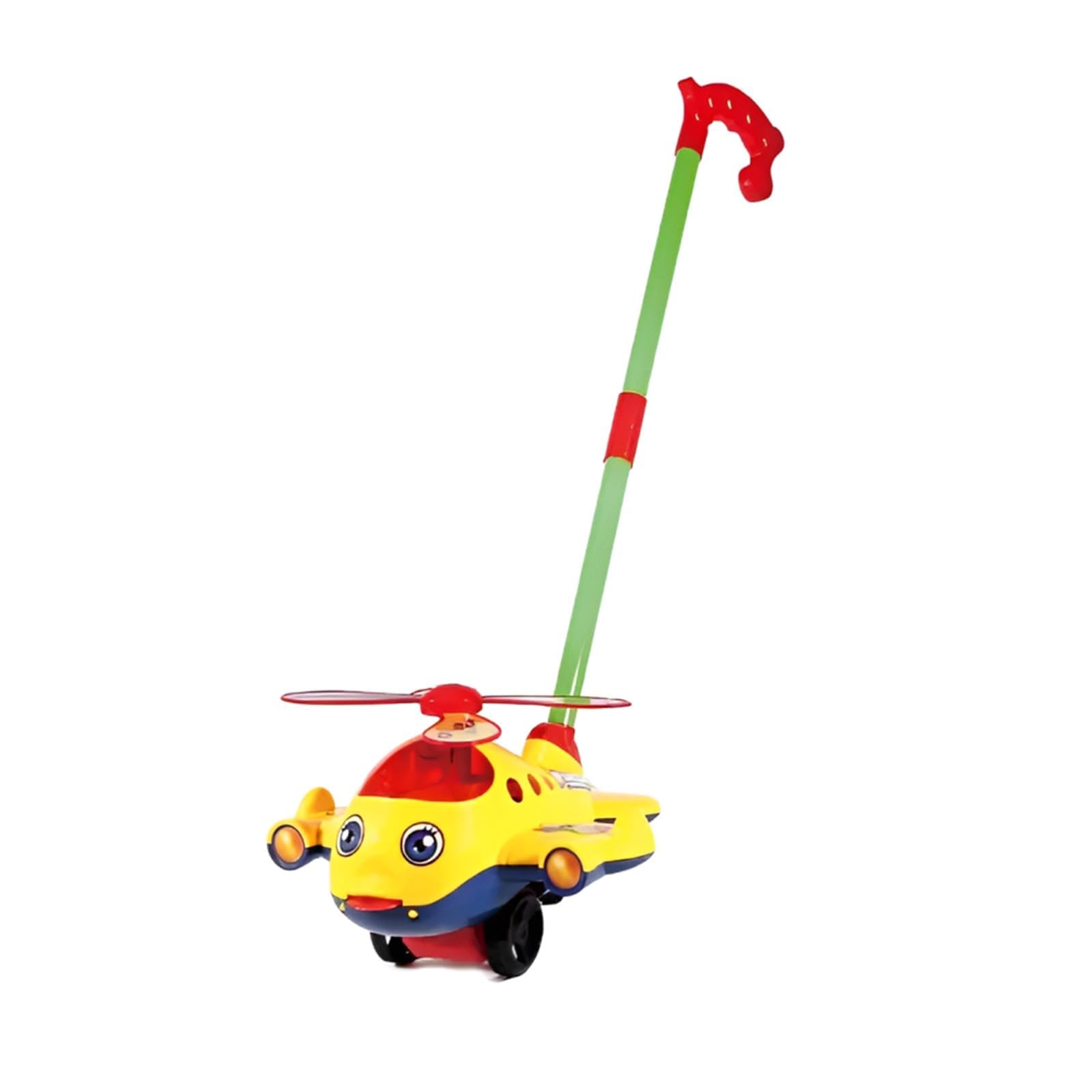 MSQUARE Push-Along Walking Toy For Kids, Adorable Helicopter Theme, Durable Construction, Vibrant Colour, Compact & Portable, Enhance Hand-Eye Coordination (YELLOW)