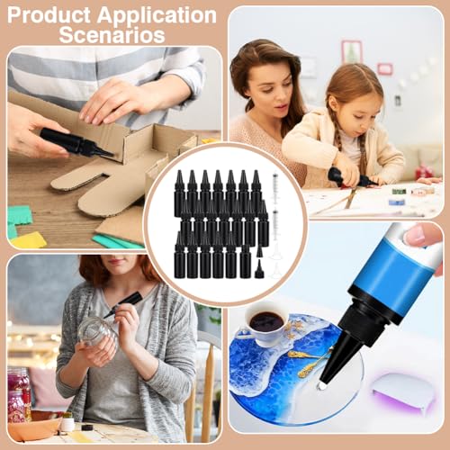 Botellas de plástico para pegamento UV BENECREAT con accesorios de jeringas y embudos 7