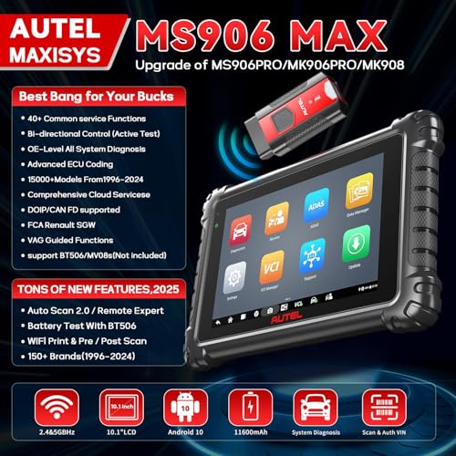 image for Autel MaxiSys MS906MAX 2025, Way Better Than MS906 Pro, Autel Scanner,
