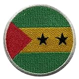 Sao Tome Flagge Patch R& - 6cm Besticktes Bügelbild Aufbügler Aufnähen - Taktisches Militär Emblem für Jacken, Rucksäcke, Hüte, Westen und Kleidung - Kreisförmige Nationalflagge Patch
