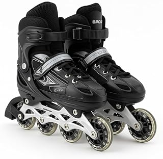 Patins Roller Inline Infantil Tamanho M Ajustável do 35 ao 38 com 4 Rodas, Fecho Seguro, Design Divertido e Confortável para Crianças Iniciantes e Intermediárias