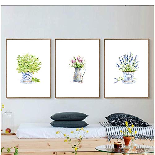 Peinture sur toile minimaliste pour salon moderne | Affiche fleur en pot 50x70cm