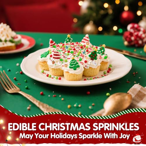 Image of Edible Christmas Sprinkles for Cake Decorating,Red Green White Sprinkle