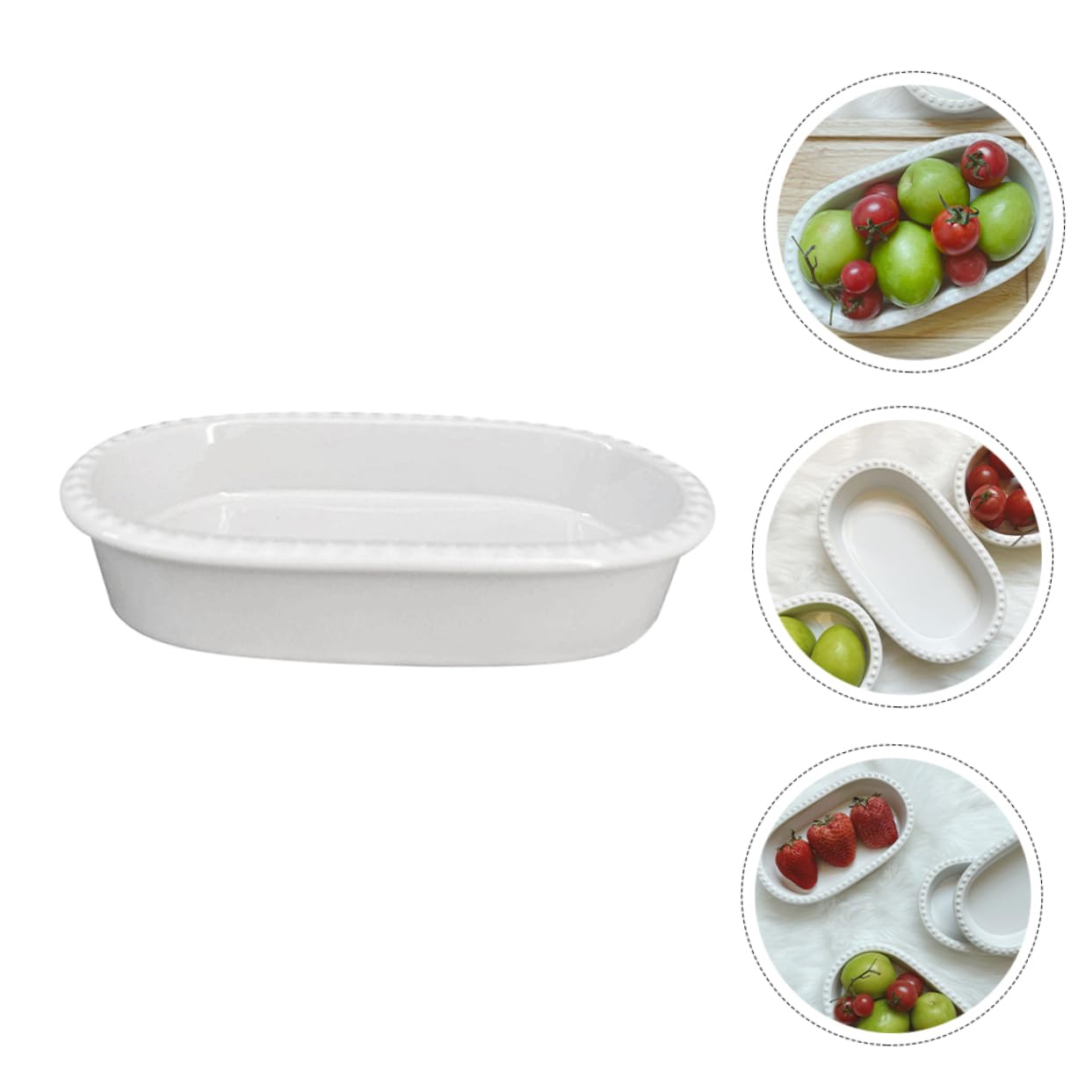 UTHCLO Large Fruit Storage Plate Ceramic Salad Bowl Deep Container Breakfast Plate Pizza Holder