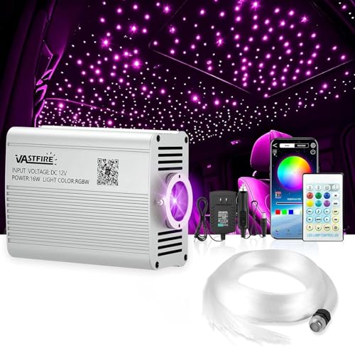 VASTFIRE Starlight Headliner Kit 800 étoiles à fibre optique de 0,1 cm 3 m pour voiture avec 16 W RGBW, scintillement et synchronisation de la musique,...