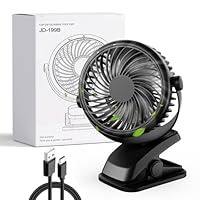 Gaeymy Mini Ventilator Akku mit Clip, USB-C Grow Ventilator Klein, Manuelle Drehung Tisch Ventilatoren Leise mit 3 Geschwindigkeiten, Tragbarer Aufladbar für Auto Camping Growzelt Kinderwagen