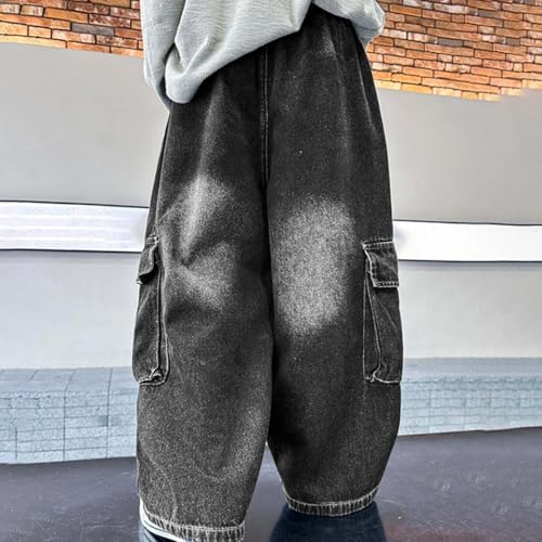 Boys Baggy Jeans Stretch Wide Leg Jeans Elastic Waist Soft Denim Pants Loose Fit Comfy Casual Trousers with Pockets4
