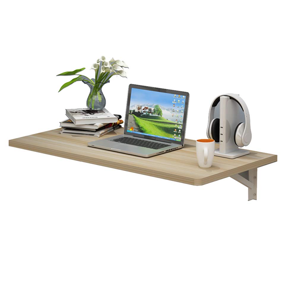 Bureau mural table pliante en bois 120x40 cm avec support en métal