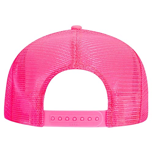 OTTO Wholesale 12 x Cap Neon 5 Panel High Crown Mesh Back Trucker Hat (089 - N. Pink) (OSFM - Adult)