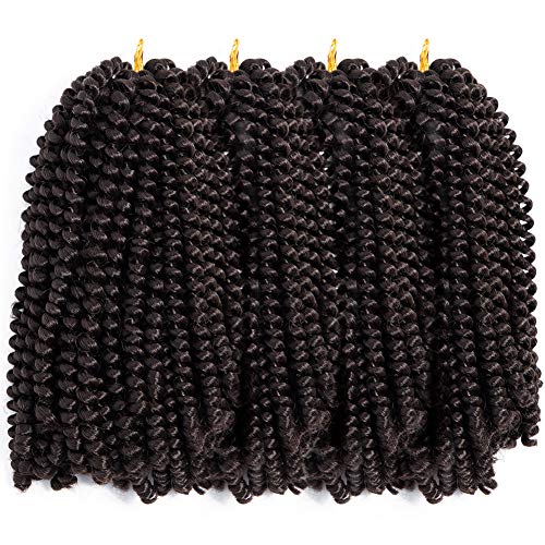Crochet Braid Crochet Hair Afro Kinky Curl Color Crochet Synthetic Hair Spring Twist Crochet Braiding Hair #4 Color 4 Pack(8inch 4#)