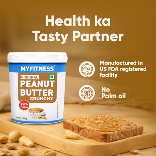 Image of MYFITNESS Original Classic Peanut Butter Smooth 1.25kg | 25g Protein to Boost Energy | Healthy Nut Butter Spread | Vegan | Cholesterol Free, Gluten Free | Zero Trans Fat | Peanut Butter Crunchy