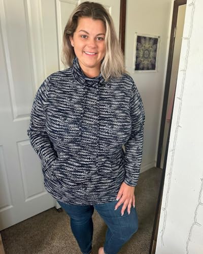 Image of RITERA Plus Size Sweater, Ribbed Long Sleeve Solid Top for Women | Soft vertical ribbed knit, modest V neck, loose long sleeves, curved swing hem, slimming casual layering top for curvy women