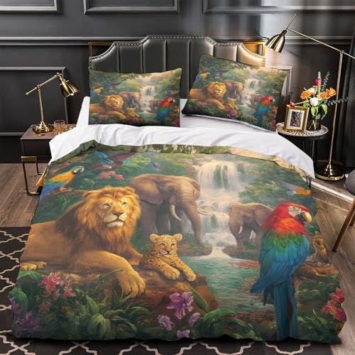Parure de lit jungle 3D en microfibre 135x200 pour enfant et ado - 2