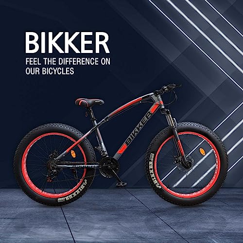 Image of Men Fat Bike 26 X 400 MULTISPEEC 21 Speed, Front Suspension,Double DISC Brake,Alloy Rim,HARTEX Tyres,SKD 85% Grey /RED, 18 x 10 inch