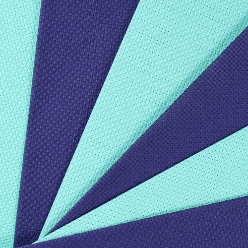 Image of KCS 6 pc of 12 inch x 18 inch (30cmx45cm) 14CT Counted Cotton Aida Cloth Cross Stitch Fabric (Royal Blue+Sea Green)