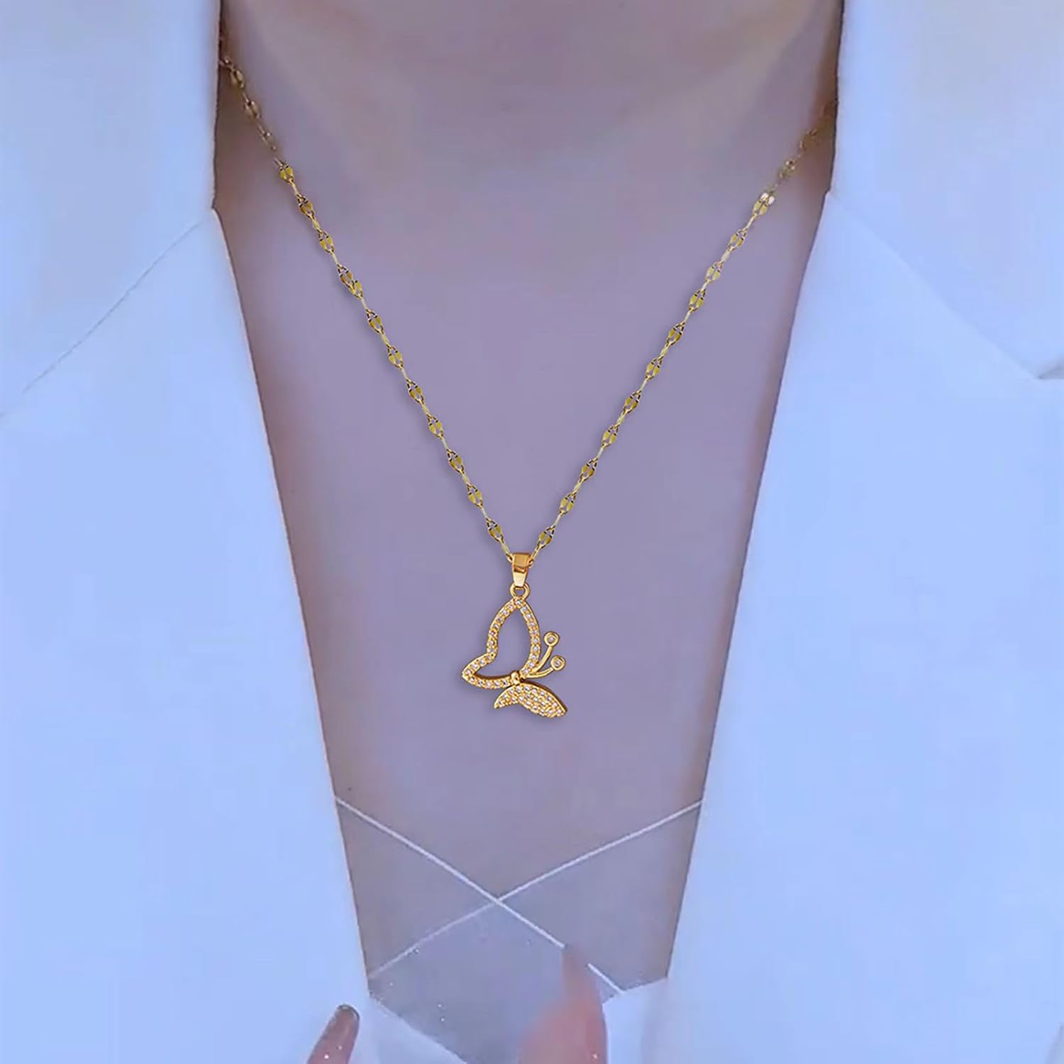 Fashion Elegant Hollow Out Pendant Moon Cat,Bird,Steel Printed Rose,Luck Clover Shell Necklace,Butterfly Rabbit Pendant Animal Necklace Cute Inspiring Gifts for Women Men Daughter Teens - Image 4