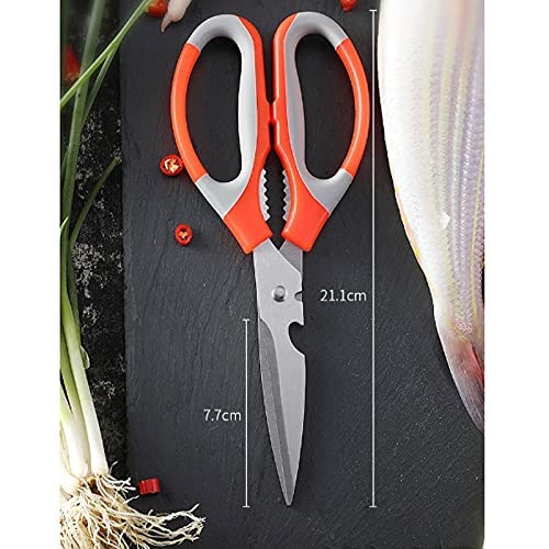 Tierhaarschere, sichere Kochschere, Küchenschere, Ultra-scharfes Edelstahl-Mehrzweck-Küchenutensil für Fleisch/Gemüse/Grillen (Orange)