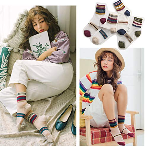 2019 Womens Girls Sexy Pattern Mesh Socks Pack Anklet Socks Short Hosiery4