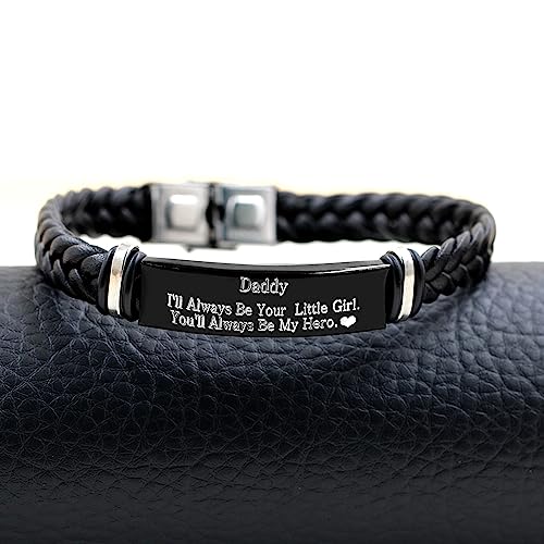 Image of Uloveido PU Leather Stainless Steel ID Bracelet for Son from Mom Dad, Encouragement Inspirational Gift to Men