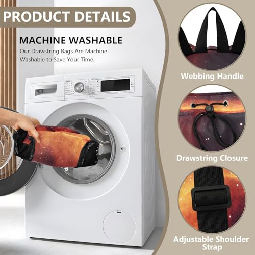 Mesh Gym Swimming Bags for Men & Women, Galaxy Nebula Stars Twinkling Large Drawstring Backpack with Dry-Wet Pocket, Lightweight Gym Bag for Sports, Travel, Beach, Workout Gear3