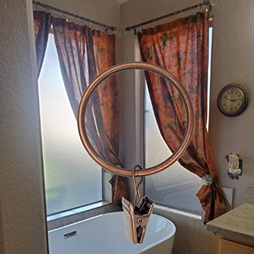 Weekseight Antique Copper Curtain Rings With Clips, Curtain Hooks Hangers Clip Rings For Hanging Drapes Bows Hat, Drapery Rings 1.77 In I D, Fits Up To 1.5 In Diameter Curtain Rod, 20 Pack #TOP5