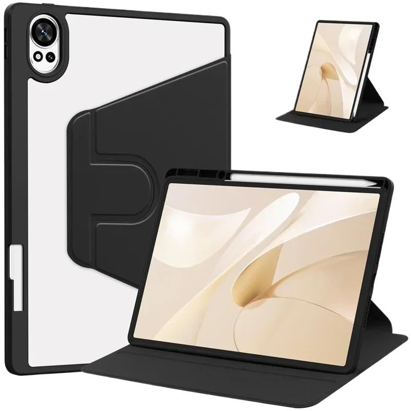 Étui MatePad 12X noir avec coque arrière transparente rigide