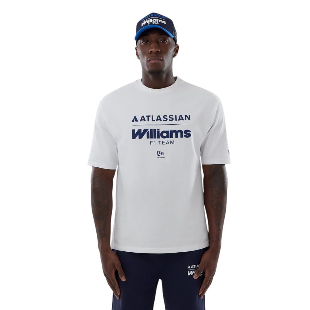 New Era Williams Racing F1 Team, Official 2026 Collection, Team Oversized Logo T-Shirt, Tee, Jersey, White (UK, Alpha, M, Regular, Regular)