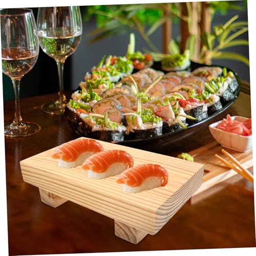 Bandeja práctica para sushi de bambú y polimérico portátil miniatura 3