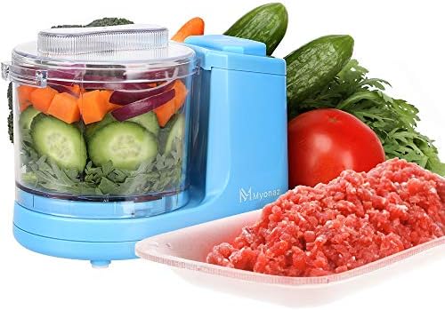 MYONAZ Mini Chopper 2 Cup One-Touch Mini Food Chopper for Blending Vegetable Fruit and Meat (Blue)
